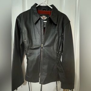 Women’s black leather jacket